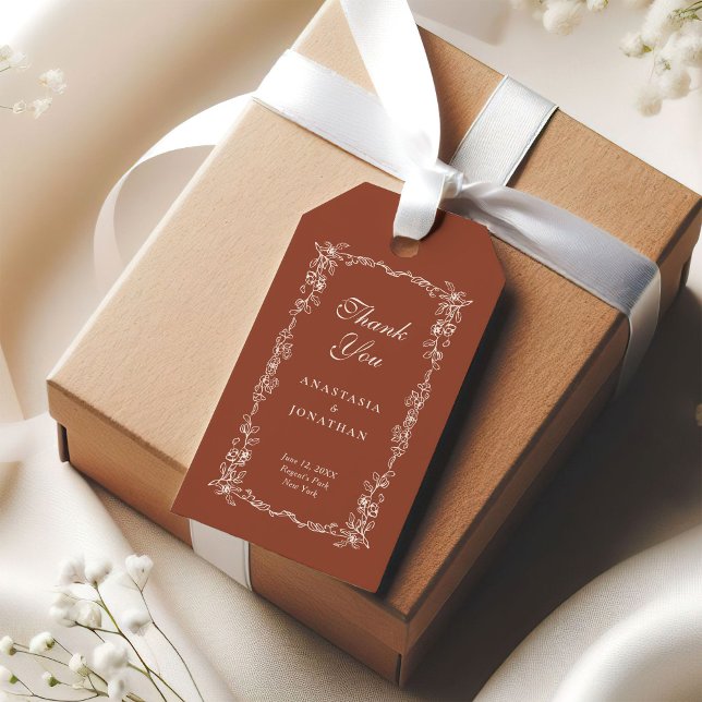 Terracotta Floral Wedding Vielen Dank Geschenkanhänger (Von Creator hochgeladen)