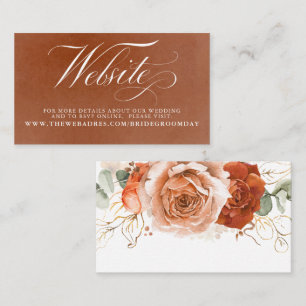 Terracotta Floral Wedding Website Card Visitenkarte