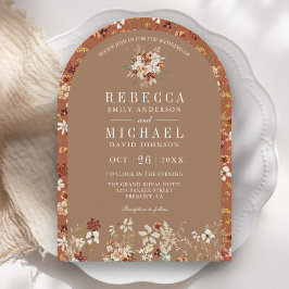 Terracotta Floral Wildblume Beige Bogen Einladung