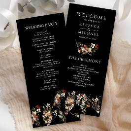Terracotta Floral Wildblume Black Wedding Programm