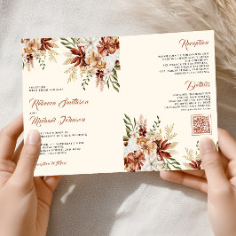 Terracotta Floral Wildflower Cream Wedding Einladung