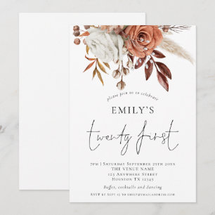 Terracotta Florals 21. Geburtstagsparty Einladung