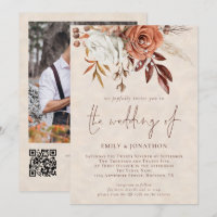 Terracotta Florals Foto Creme Texture Wedding