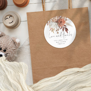 Terracotta Florals Liebe Dank Babydusche Runder Aufkleber