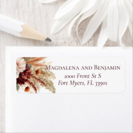 Terracotta Florals Pampas Grass Wedding Address