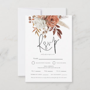 Terracotta Florals QR Essenswahl Wedding RSVP