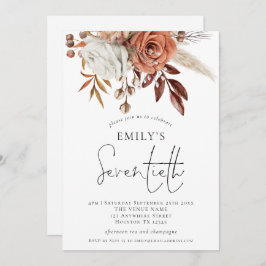 Terracotta Florals Seventieth Birthday Party Einladung