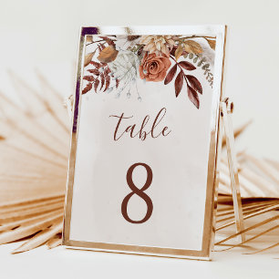 Terracotta Flowers Boho Fall Wedding Table Number Tischnummer