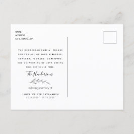 Terracotta Foliage Beerdigung Danke Name & Datum Postkarte