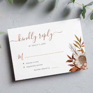 Terracotta foliage boho Blütenhochzeit RSVP Karte