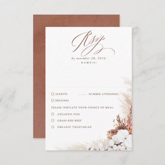 Terracotta Foliage Boho Wedding RSVP (Vorne/Hinten)