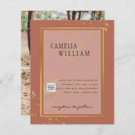 Terracotta FOTO QR CODE Hochzeit Einladung Retten 