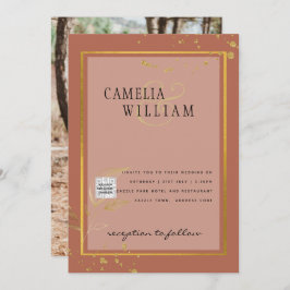 Terracotta FOTO QR CODE Hochzeit Einladung Retten 