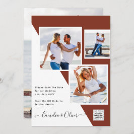 Terracotta FOTO QR CODE Hochzeit Einladung Retten 