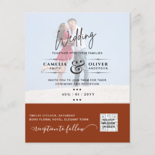 Terracotta Foto Wedding Invite QR Code Retten Datu Flyer