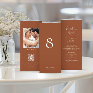 Terracotta Foto Wedding Menu Table No Trifold