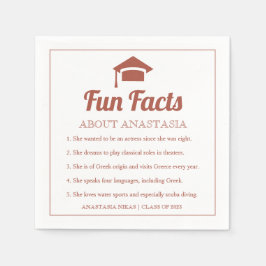 Terracotta Fun Facts class of 2022 graduation cap Serviette