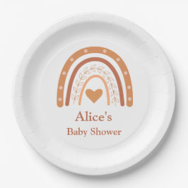 Terracotta Gender Neutraler Boho Regenbogen-Brauch Pappteller