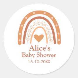 Terracotta Gender Neutraler Boho Regenbogen-Brauch Runder Aufkleber