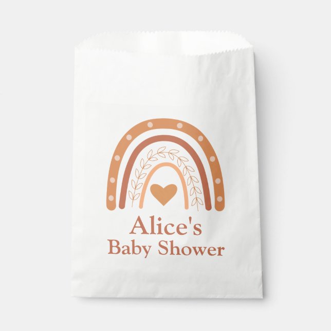 Terracotta Gender Neutraler Boho Regenbogen Geschenktütchen (Vorderseite)