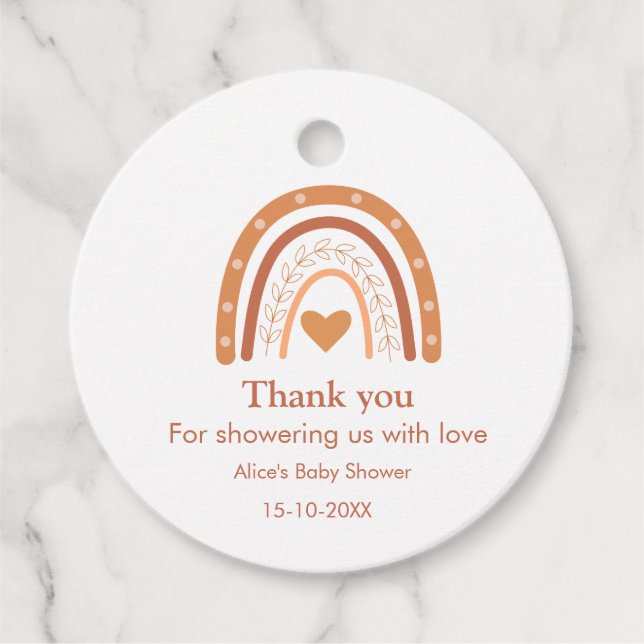 Terracotta Gender Neutraler Regenbogen Vielen Dank Geschenkanhänger (Vorderseite)