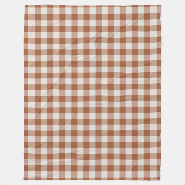 Terracotta Gingham Karo Pattern Fleece Blanket (Vorderseite)