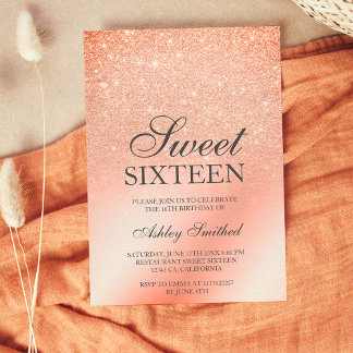 Terracotta Glitzer ombre Metallic chic Sweet 16 Einladung