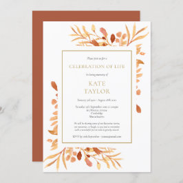 Terracotta Gold Foliage Celebration of Life Einladung