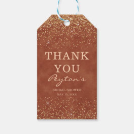 Terracotta Gold Glitzer Brautparty Vielen Dank Geschenkanhänger