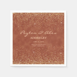 Terracotta Gold Glitzer Hochzeitsempfang Serviette