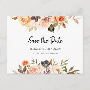 Terracotta Gold Orange Save the Date Postkarte