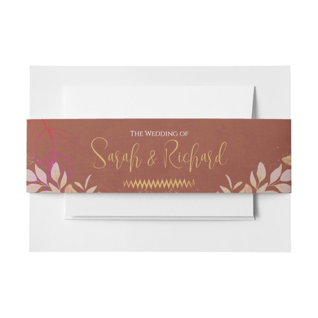 Terracotta & Gold Romantische Velvet Luxus Hochzei Einladungsbanderole (Vorderseite Beispiel)