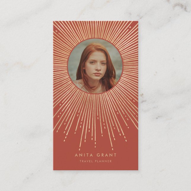 Terracotta & Gold Sonnenbrille Kunst Deko Visitenkarte (Vorderseite)