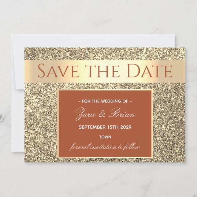 Terracotta Gold Wedding Save The Date (Vorderseite)