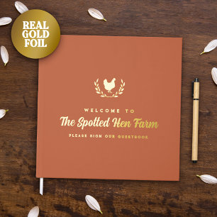 Terracotta Golden Hen Wreath Gästebuch