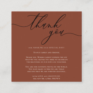 Terracotta Gratitude Styling Script Vielen Dank Begleitkarte
