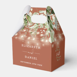 Terracotta Greenerity String Lights Monogram Weddi Geschenkschachtel