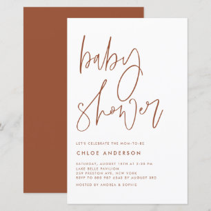 Terracotta Handgeschriebene Script Baby Dusche ein