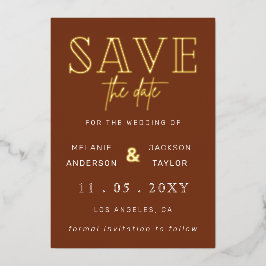 Terracotta Handgeschriebenes Skript-Foto Save the  Folieneinladung