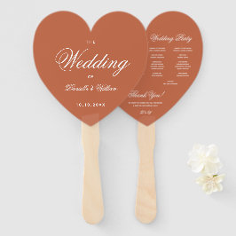 Terracotta Heart Elegantes Script Wedding Program Fächer