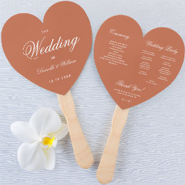 Terracotta Heart Elegantes Script Wedding Program Fächer