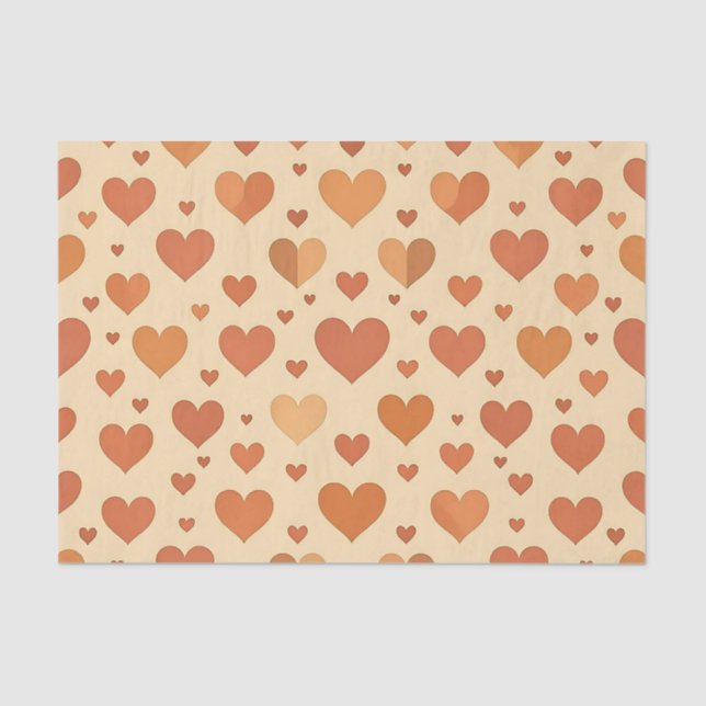 Terracotta Heart Scatter Pattern Seidenpapier (Vorderseite)