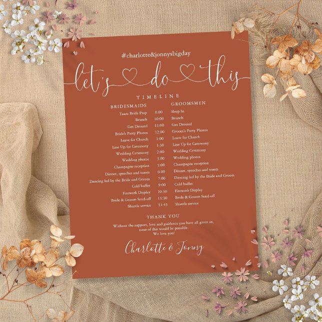 Terracotta Heart Script Wedding Zeitplan Timeline (Terracotta Heart Script Wedding Schedule Timeline)