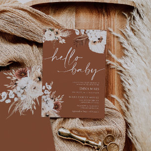 Terracotta Hello Baby Einladung zur Kinderdusche