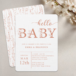 Terracotta Hello Baby Wildflower Invitation Einladung