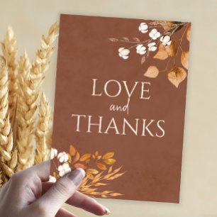 Terracotta Herbstleaves Boho Hochzeit im Herbst Dankeskarte