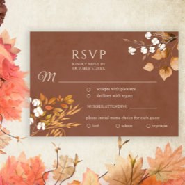 Terracotta Herbstleaves Boho Hochzeit im Herbst RSVP Karte