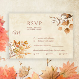 Terracotta Herbstleaves Boho Hochzeit im Herbst RSVP Karte