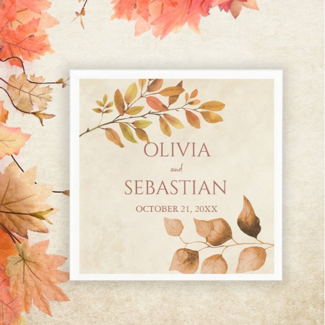 Terracotta Herbstleaves Boho Hochzeit im Herbst Serviette (Von Creator hochgeladen)