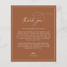 Terracotta Hochzeit im Herbst Danke Karte
